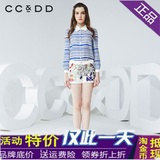 CCDD新款春季泡泡袖专柜新款上衣春装直筒印花女衬衫C51R12160
