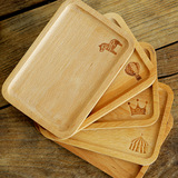 日式木质茶杯长方形托盘早餐盘 榉木水果实木面包小盘子木盘茶盘