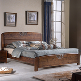 新款现代中式全实木床雕花1.5米单人床1.8m双人成人大床婚床特价