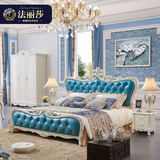 法丽莎家具欧式床实木床雕花进口皮床公主床双人床1.8米高箱床 G2