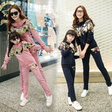 新款亲子装春装2016母女装套装潮春秋冬季韩版女童运动卫衣两件套