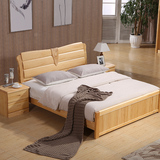 全实木1.8m大床新西兰进口松木双人床气垫床箱储物床配床边柜包邮