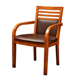 高档白蜡木书椅实木休闲椅皮坐垫靠背椅子简约休闲椅中式家具