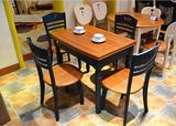 定制欧式地中海风格餐桌实木可折叠美式乡村小户型四/六椅子组合