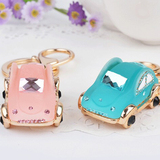 韩国创意礼品可爱水钻水晶甲壳虫小汽车钥匙扣女包挂饰钥匙挂件链
