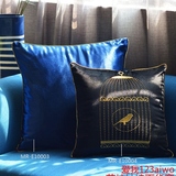 珠海大千品牌纯色沙发靠垫45cm55深蓝黑刺绣高端装饰抱枕特色家居