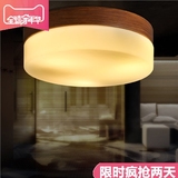 中能灯具现代简约日式木纹玻璃圆盘小卧室阳台过道卫生间吸顶灯