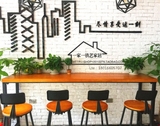 铁艺家用长条实木靠墙吧桌窗边吧台咖啡厅吧台桌星巴克高脚桌椅