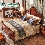 林氏木业美式乡村1.8米欧式双人床实木床新古典婚床家具LS026MC3