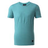正品折扣EA阿玛尼Armani湖蓝色立体几何造型男士休闲短袖T恤包邮