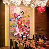 FIERAL日本料理寿司店日式会所挂画浮世绘无框装饰画仕女艺妓壁画