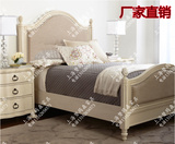 RH美式乡村风格实木双人床法式欧式高档卧室方床复古做旧白色家具