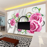 3D立体简约温馨玫瑰花卉大型壁画客厅电视墙纸时尚浪漫婚房壁纸