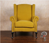 老虎椅美式布艺沙发欧式单人沙发椅凳宜家酒店椅咖啡厅沙发高背椅