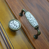 衣柜橱柜柜门仿古铜裂纹陶瓷拉手青古圆形单双孔把手抽屉家具拉手