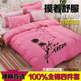 纯棉四件套全棉双人床上简约床单式被套韩式公主风1.5 1.8 2.0M床