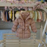 实体店出口韩国冬季女童童装带帽羽绒服白鸭绒