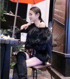 2015冬装韩国版新款仿皮草外套毛毛绒衣女套头卫衣短款宽松加厚潮
