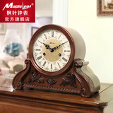 枫叶欧式实木坐钟客厅复古钟表机械卧室座钟中式精品台钟装饰摆件