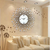 现代客厅挂钟时尚创意钟表欧式简约镶钻个性时钟铁艺电子静音鐘表