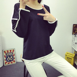 秋装上衣2015韩版大码女装纯色长袖t恤学生姐妹装卫衣宽松打底衫