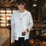 夏季防晒衣服男超薄透气皮肤风衣韩版青少年学生修身连帽外套夹克