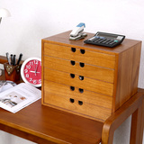 桌面实木收纳盒多层抽屉式杂物柜子日式木质办公室文具用品储物箱