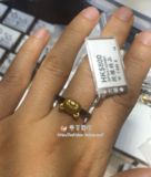 香港代购 六福珠宝 黄金 轻松小熊 黑陶瓷 戒指