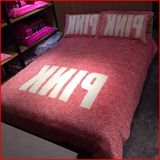 维多利亚的秘密pink加厚天鹅绒四件套短毛绒豹纹床单床笠床上用品