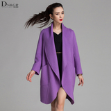 DN·GR2015冬季新款纯手工双面羊绒大衣女中长款大翻领羊毛呢外套