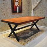 美式全实木餐桌椅组合简约现代原木饭桌欧式地中海复古做旧餐台