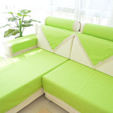 荧光绿纯色防滑沙发巾布艺双层沙发垫纯棉四季坐垫薄款可定做垫子