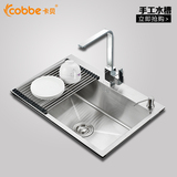 卡贝手工水槽 单槽 SUS304不锈钢拉丝 厨房水槽套餐 洗菜盆洗碗池