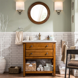 美式复古实木橡木落地浴室柜组合做旧卫浴柜洗脸洗手盆大理石定做