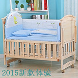 欧式新款实木无漆婴儿床儿童床宝宝床可变书桌多功能摇床BB床摇窝