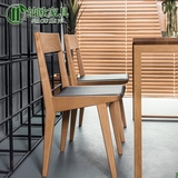 现代简约时尚设计中式实木餐桌椅子真皮靠背椅凳客厅餐厅饭店椅子