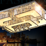 大气LED长方形水晶客厅吸顶大灯无极调光遥控现代吊灯1/1.2米灯具
