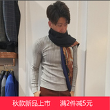 2016秋季韩国男士套头毛衣 男纯棉修身针织衫条纹潮男装韩版线衫