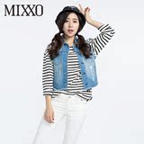 MIXXO韩版2016夏破洞短款时尚显瘦休闲牛仔马甲女背心MCVW62401C
