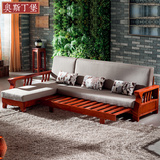 奥斯丁堡中式实木多功能沙发客厅转角实木沙发床组合多功能沙发床