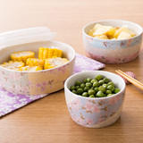 餐具套装创意可爱卡通动物五件套陶瓷日式樱花家用保鲜碗礼盒套装
