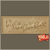 砂岩浮雕现代中式挂画客沙发墙餐厅卧室背景装饰画立体壁饰八骏马