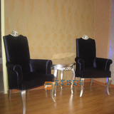 新古典餐椅子酒店影楼美容院欧式售楼处洽谈桌椅组合圆几实木椅子