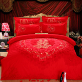 纯棉卡通超柔磨毛四件套冬全棉加厚婚庆床上用品四件套1.8m床大红