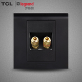 TCL罗格朗开关插座开关面板墙壁开关插座K5黑色二孔音响插座