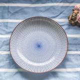 日式圆形盘子复古和风简约釉下彩家用菜盘汤盘创意餐具套装时光居