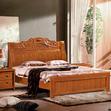 南康实木家具全实木松木床2*2米欧式雕花实木成人双人大床2*2.2米