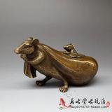 仿古铜器古玩收藏品纯铜老鼠摆件 黄金袋鼠来宝家居装饰工艺礼品