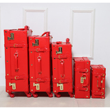 大红色结婚箱子陪嫁箱婚庆箱pu新娘箱女嫁妆用皮箱20寸24寸拉杆箱