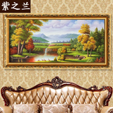 紫之兰 聚宝盆风景油画 现代欧式山水壁画走廊挂画 客厅装饰画